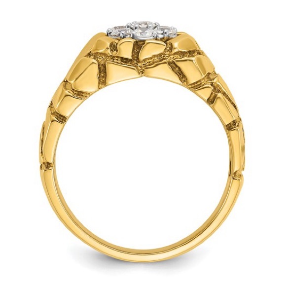 10K Two-tone IBGoodman Polished Nugget Cluster Diamond Men's Ring